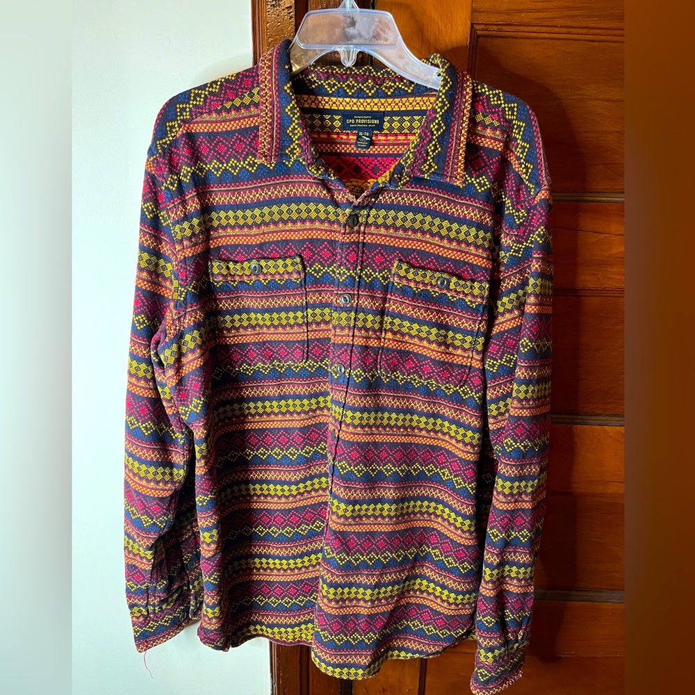 MultiColor Tribal Print Vintage Button Up